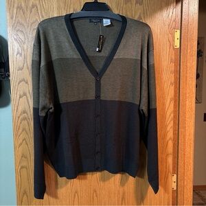 Cellinni Collezione Men's 2XL V-Neck Colorblock Cardigan Sweater Brown’s NWT.